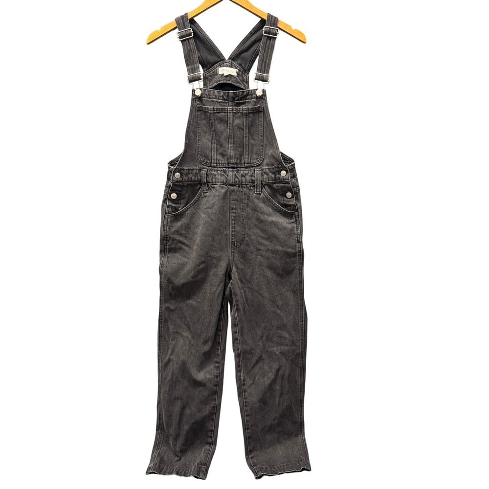 Madewell Bib Overalls Womens Small Straight Leg Denim Lunar Washed Black Boho